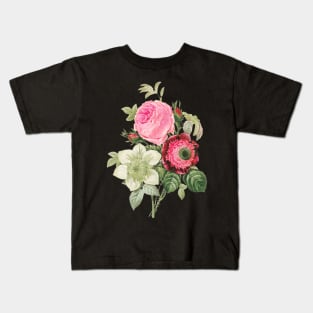 Redoute Pink Rose, Anemone, Clementis Kids T-Shirt